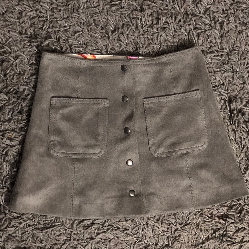 Zara Kid’s Grey Botton Up Suede Skirt